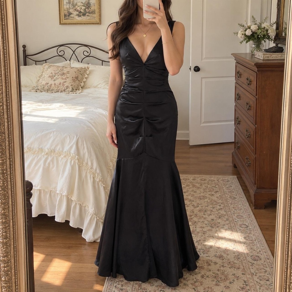 black mermaid prom dress